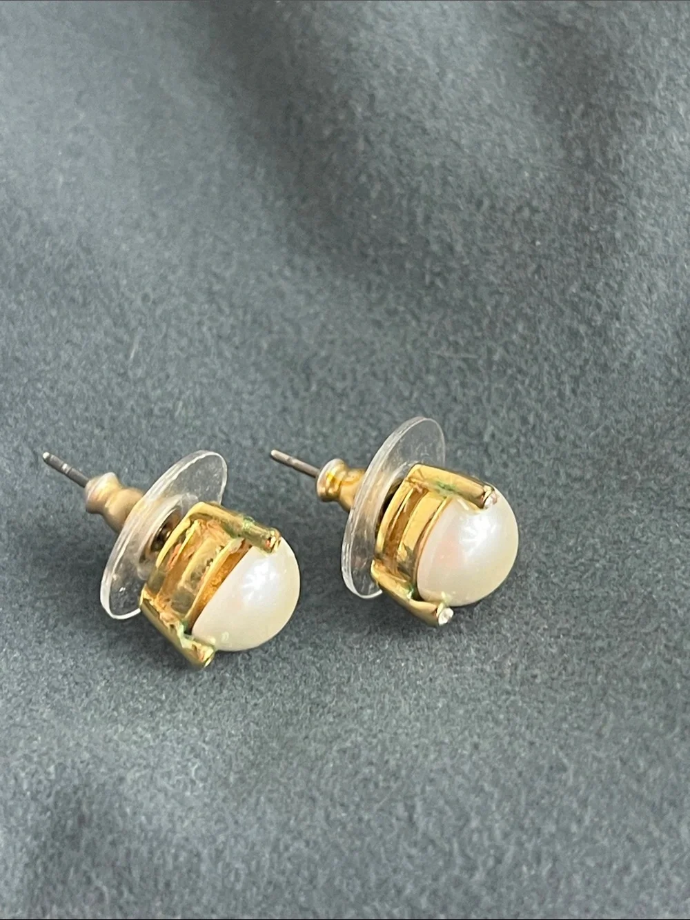 kate spade Gold-Tone White Pearl Stud Earrings with Crystal Accents